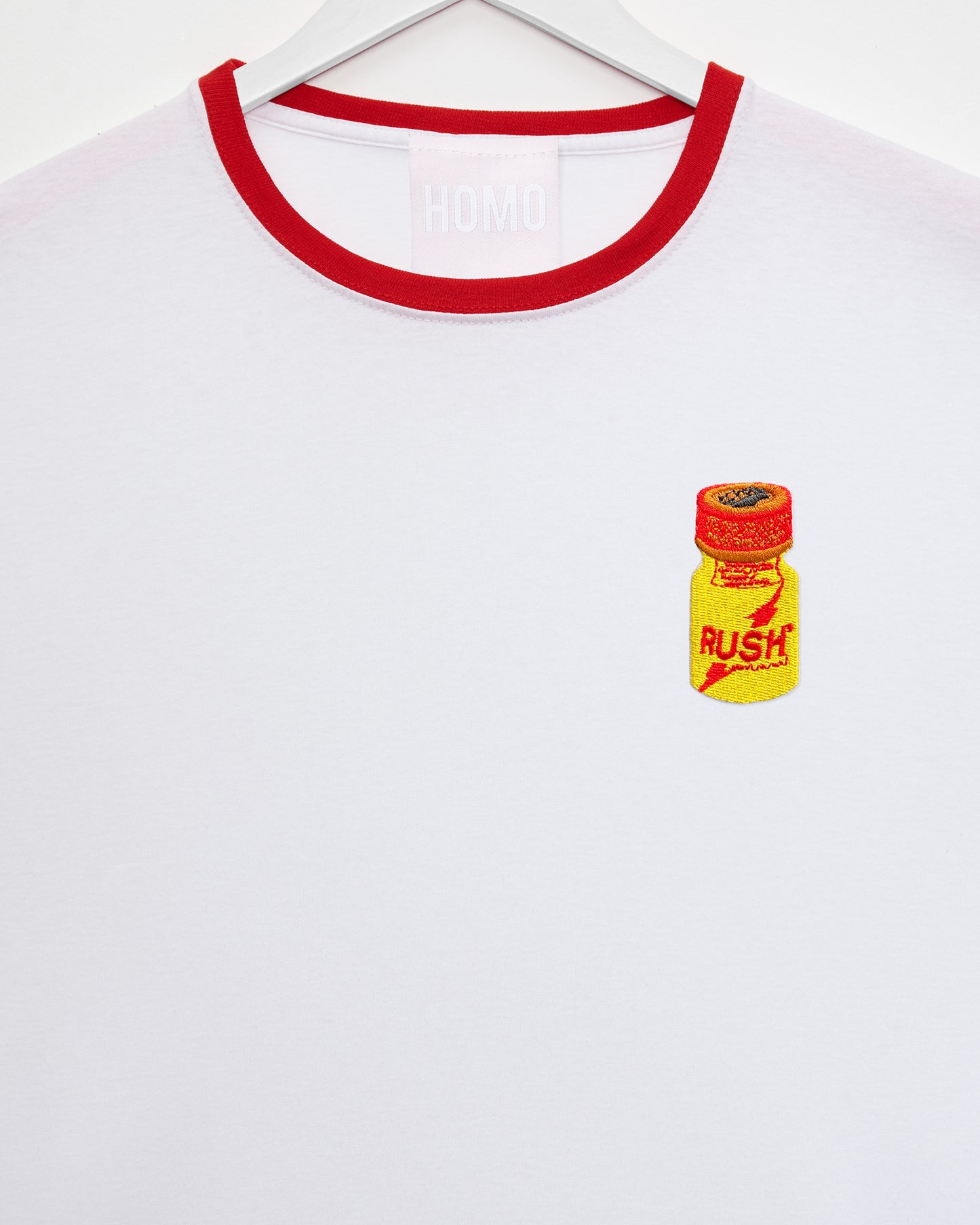 Po*pers Embroidery - Red Trim - SLIM FIT Tee.