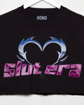 Chrome Y2K: SLUT ERA, chrome and pink on black - mens sleeveless crop top. - HOMOLONDON