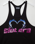 Chrome Y2K: SLUT ERA, chrome and pink on black - tank - HOMOLONDON