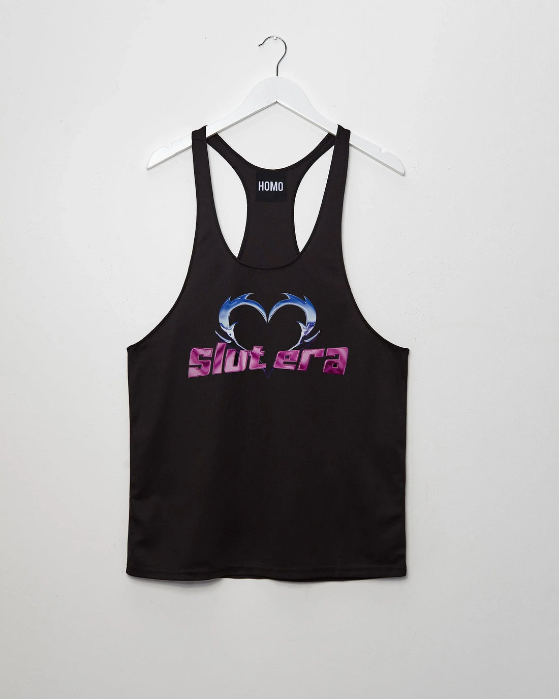 Chrome Y2K: SLUT ERA, chrome and pink on black - tank - HOMOLONDON