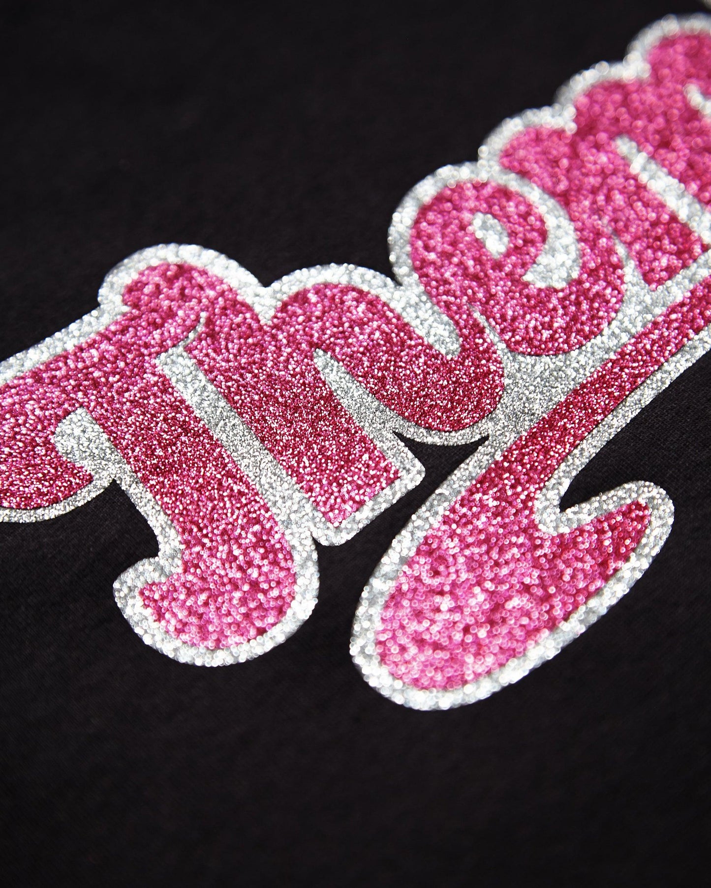 Thembo, pink/silver glitter on black - mens sleeveless crop top. - HOMOLONDON
