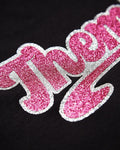 Thembo, pink/silver glitter on black - tee - HOMOLONDON