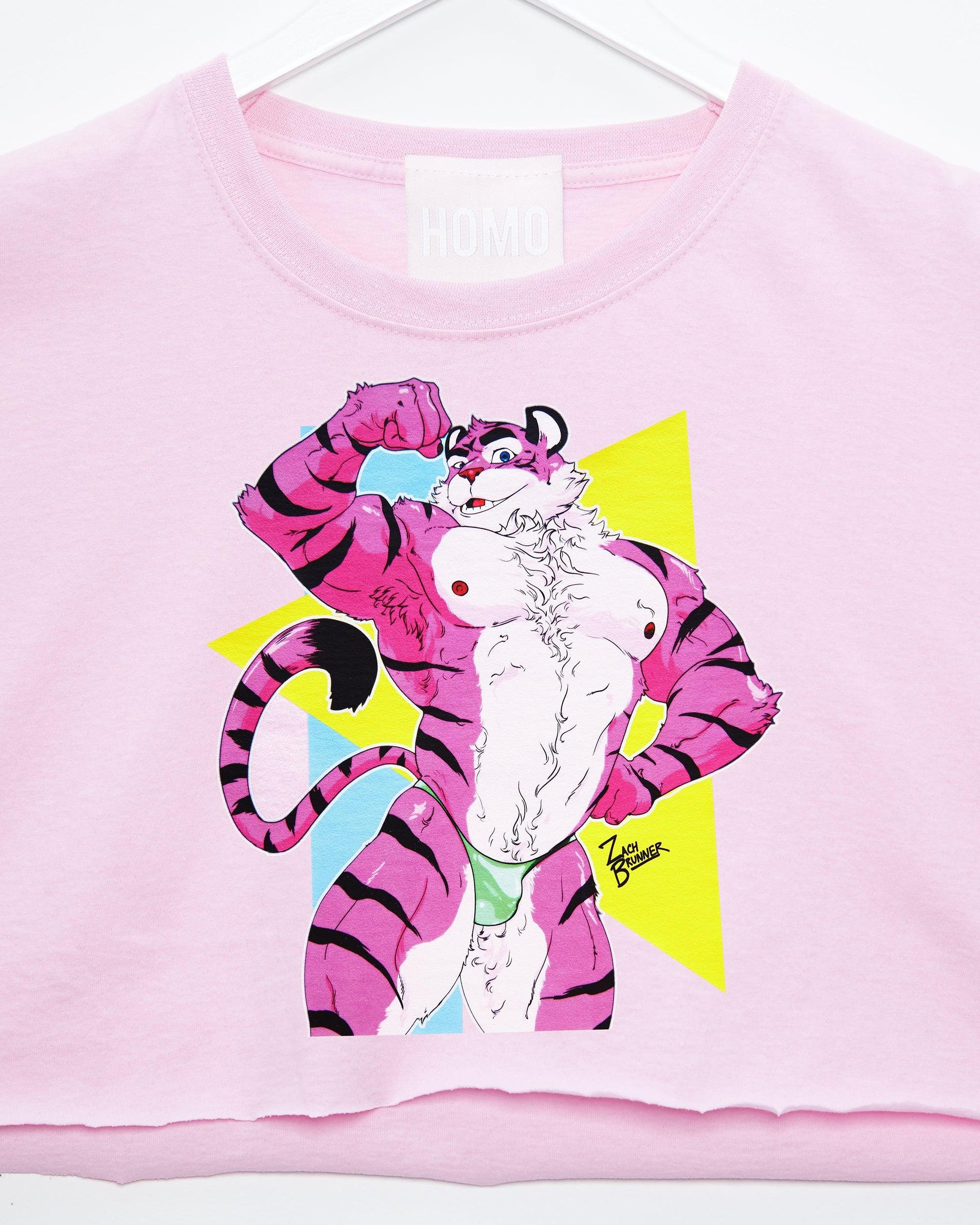 Rocky the tiger, always the life of the party - mens crop top. - HOMOLONDON