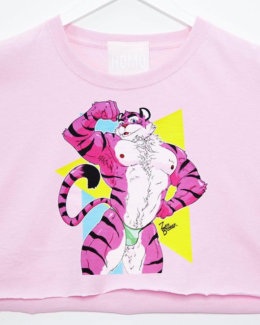 Rocky the tiger, always the life of the party - mens crop top. - HOMOLONDON