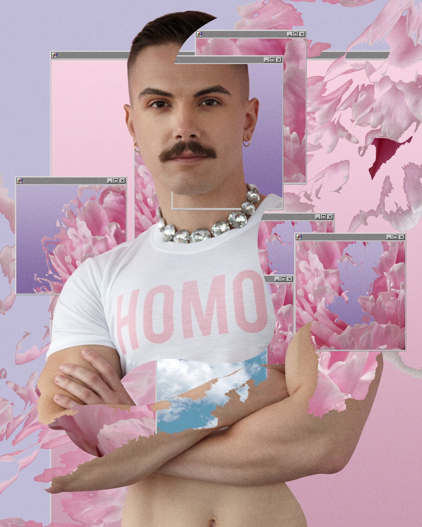Light Pink HOMO Logo Crop top as seen in KALTBLUT Magazine