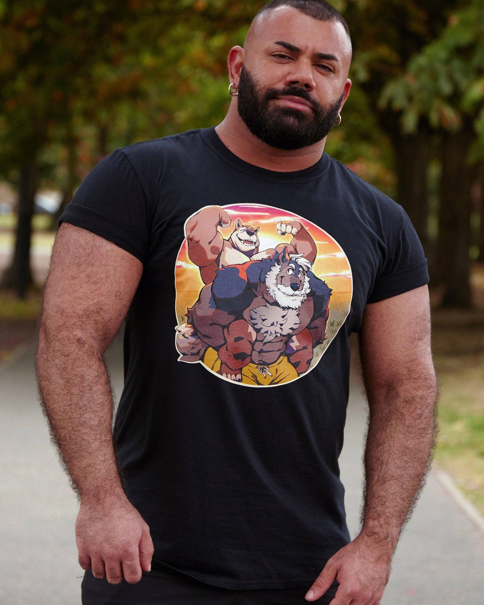 SMALL - Sunset daddy and pup furry tee. - HOMOLONDON