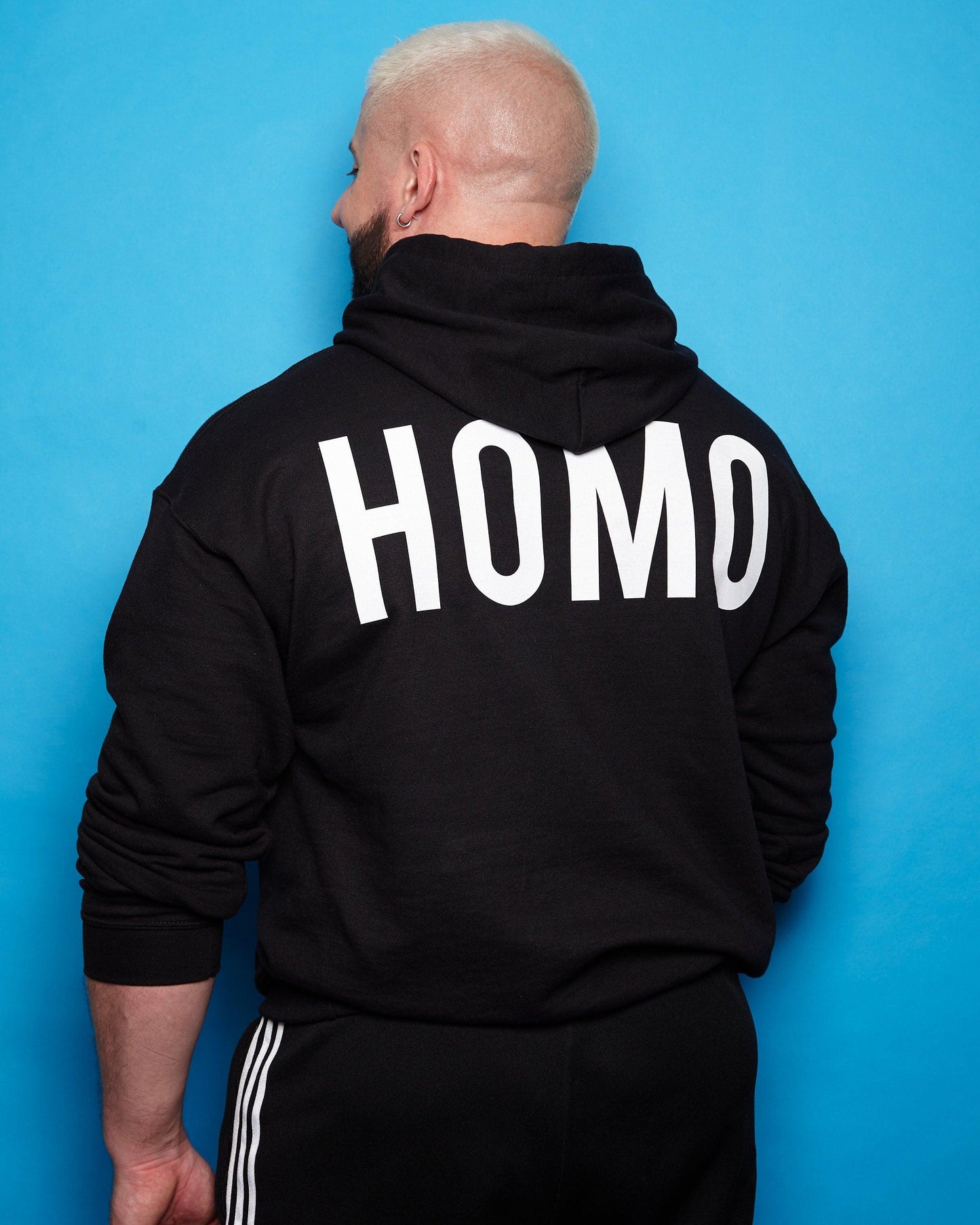 HOMO logo hoodie - White on Black - HOMOLONDON