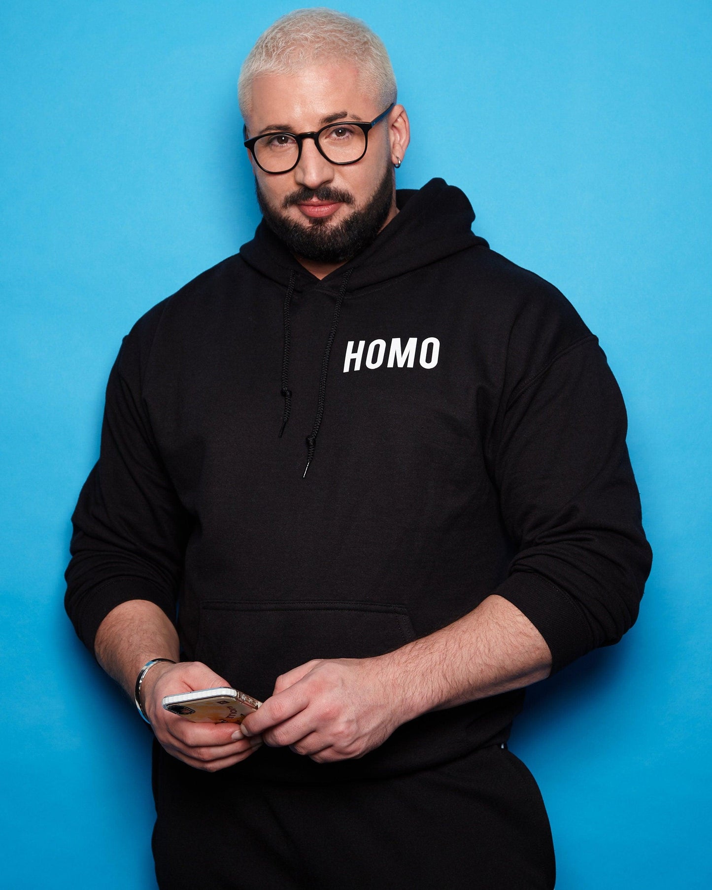 HOMO logo hoodie - White on Black