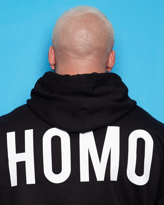 HOMO logo hoodie - White on Black