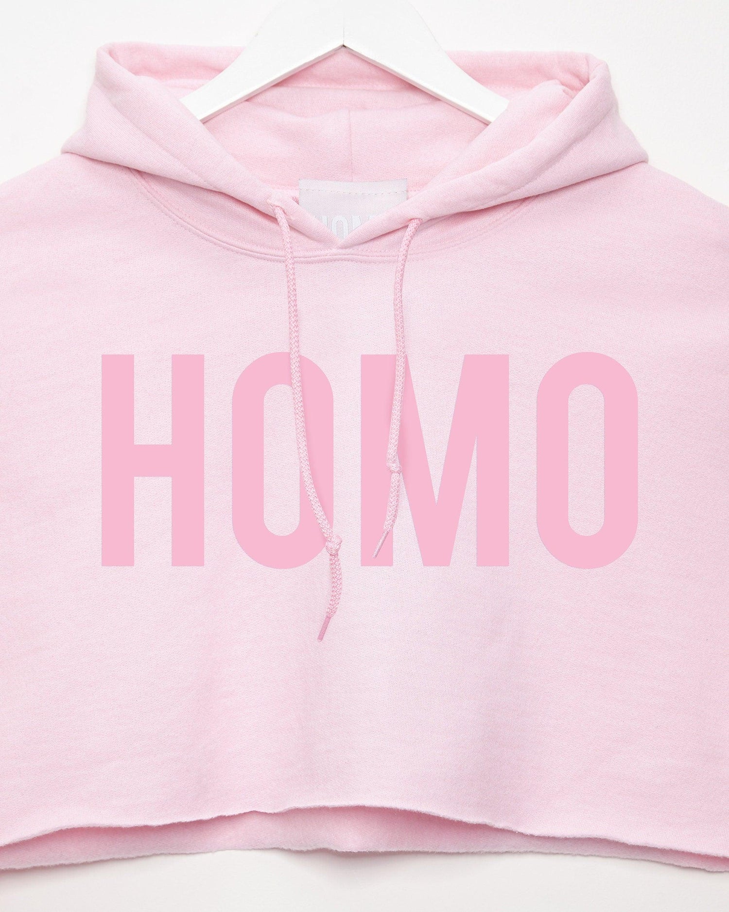 HOMO mens hoodie crop top - Pink on Pink - HOMOLONDON