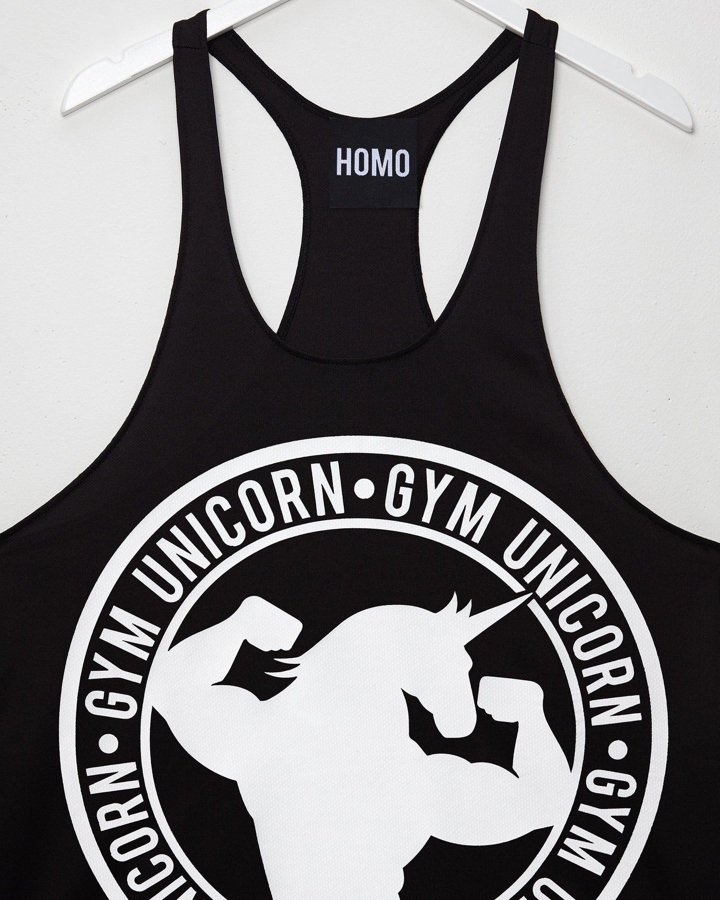 Gym Unicorn, Gym Vest - White/Black - HOMOLONDON